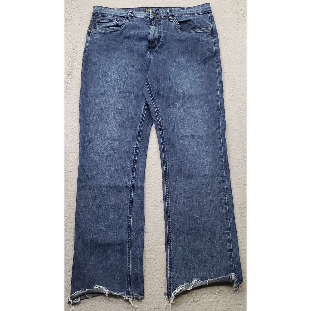 Urban Star Jeans Women 34x34 Blue Denim Premium Stretch Relaxed Fit Boho Raw Hem